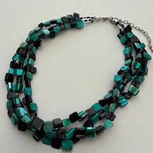 Black Turquoise Color Shell Boho Chic Multilayer Collar Fashion Costume Necklace